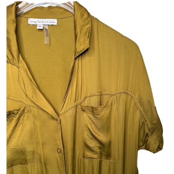 Young Fabulous & Broke Truman Jumpsuit satin safari fern olive green size small - Picture 3 of 6